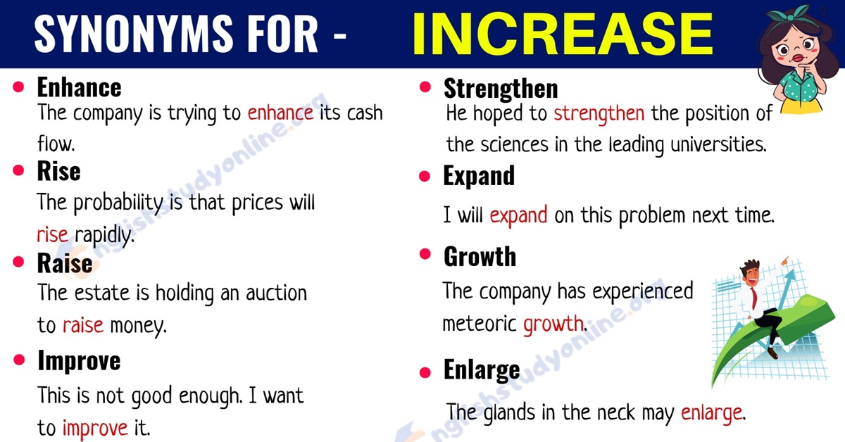 Increase Synonym List of 20+ Useful Synonyms for the Word