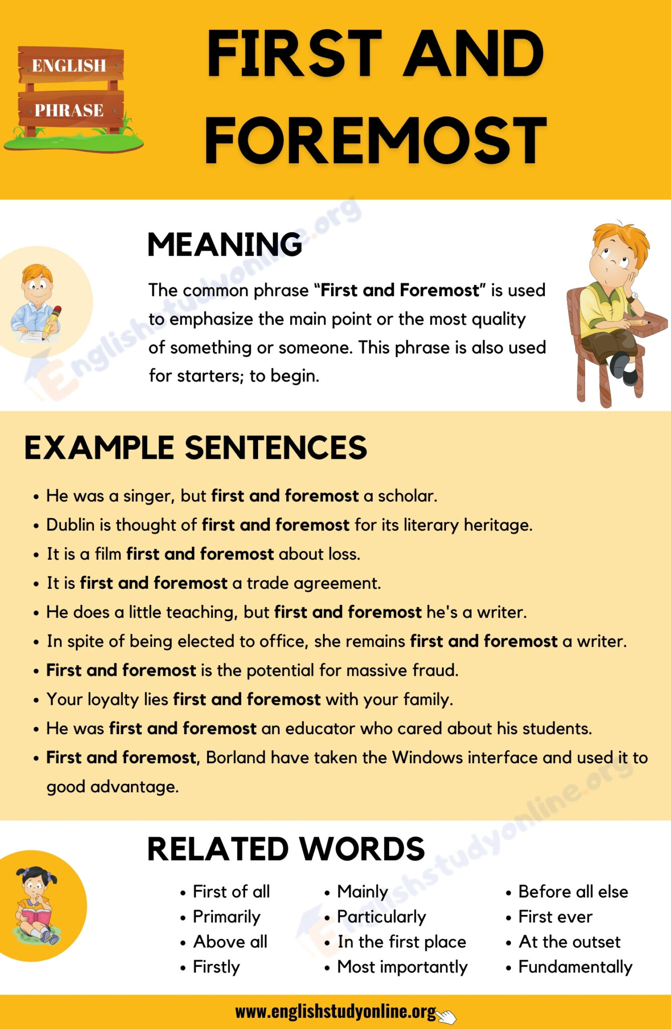 What Does The Popular Phrase "First and Foremost" Mean? English Study