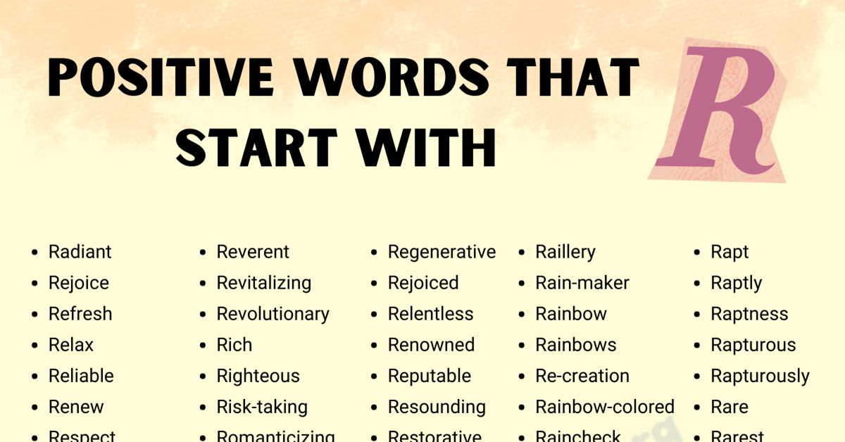 Positive Words that Start with R in English English Study Online