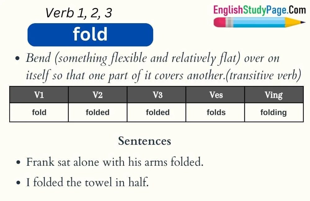 Fold Verb 1 2 3, Past and Past Participle Form Tense of Fold V1 V2 V3