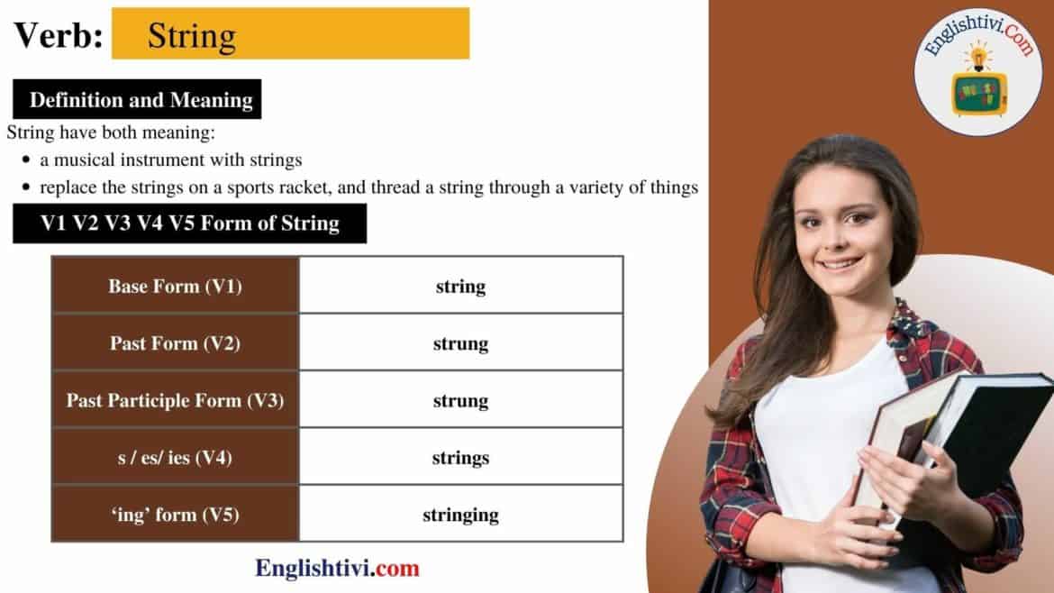 String V1 V2 V3 V4 V5 Base Form, Past Simple, Past Participle Form of