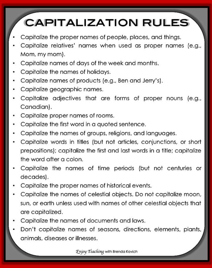 Enjoy Teaching Capitalization Enjoy Teaching