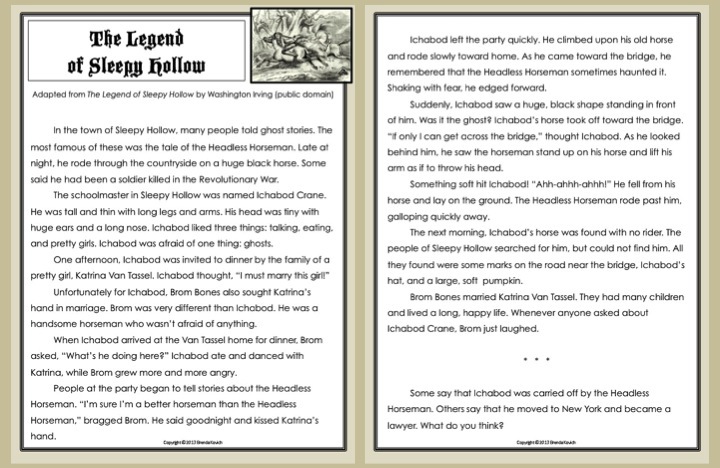 Halloween Reading The Headless Horseman Enjoy Teaching
