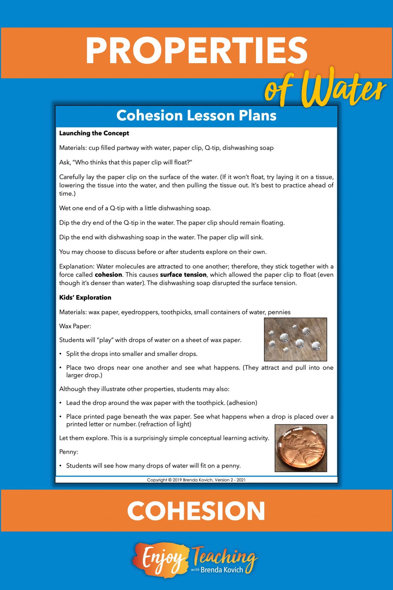 Properties of Water Lesson Plans Fun Science Activities