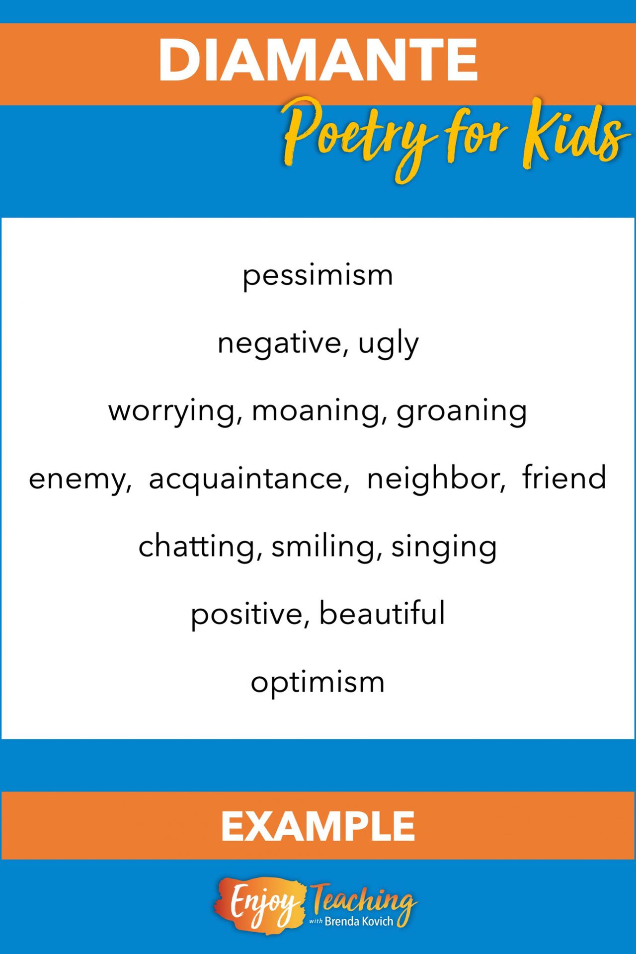 Teaching Diamante DiamondShaped Poems for Kids