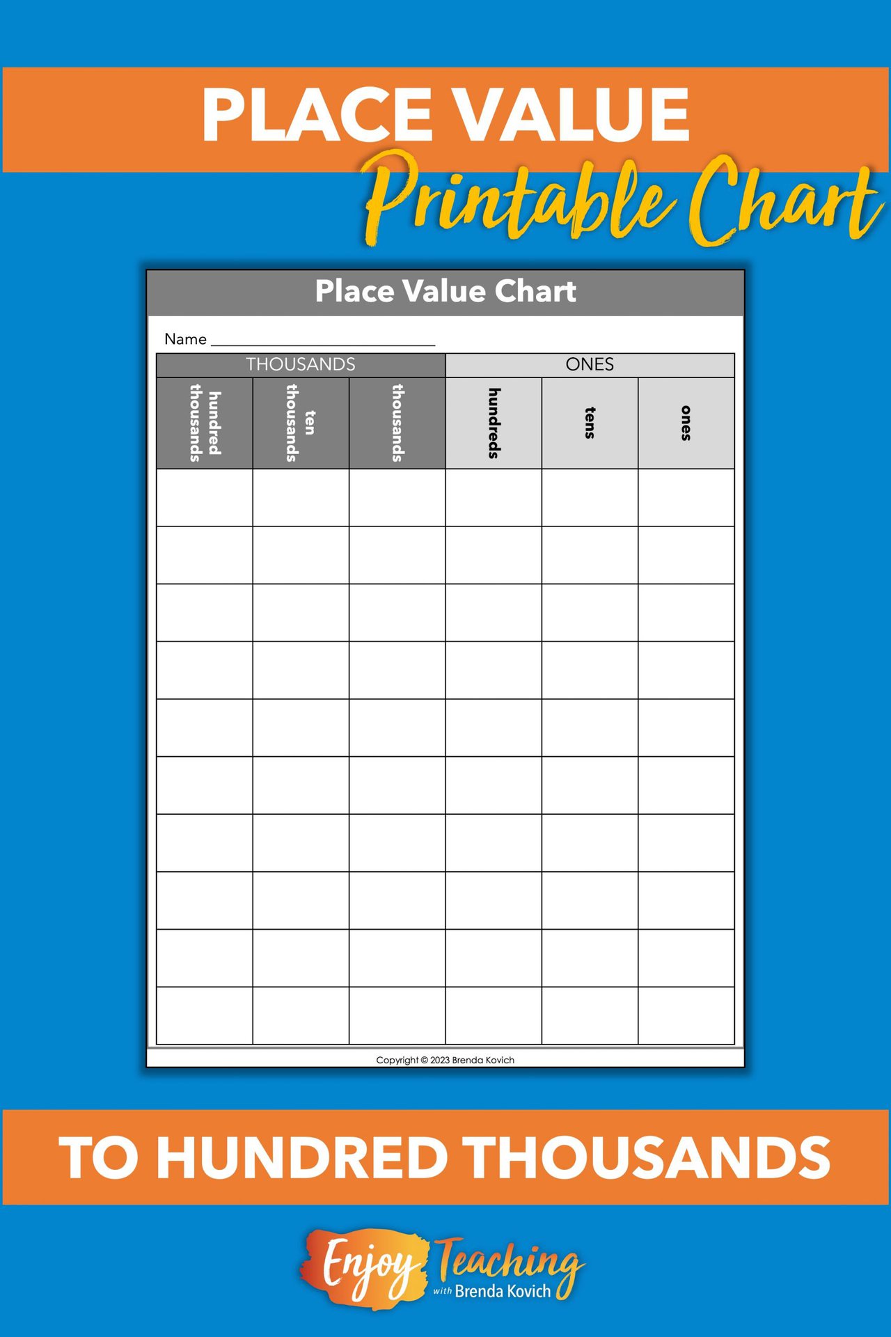 Place Value Chart Printable and How to Use It