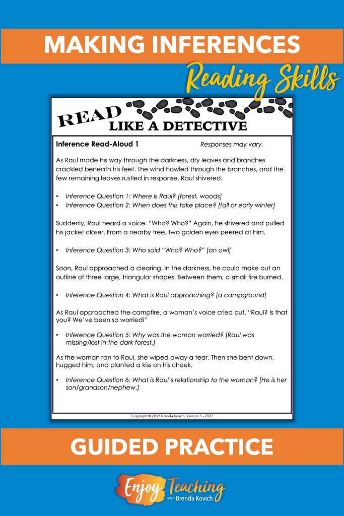 Simple Inference Practice Activities - Read Like a Detective! - Enjoy