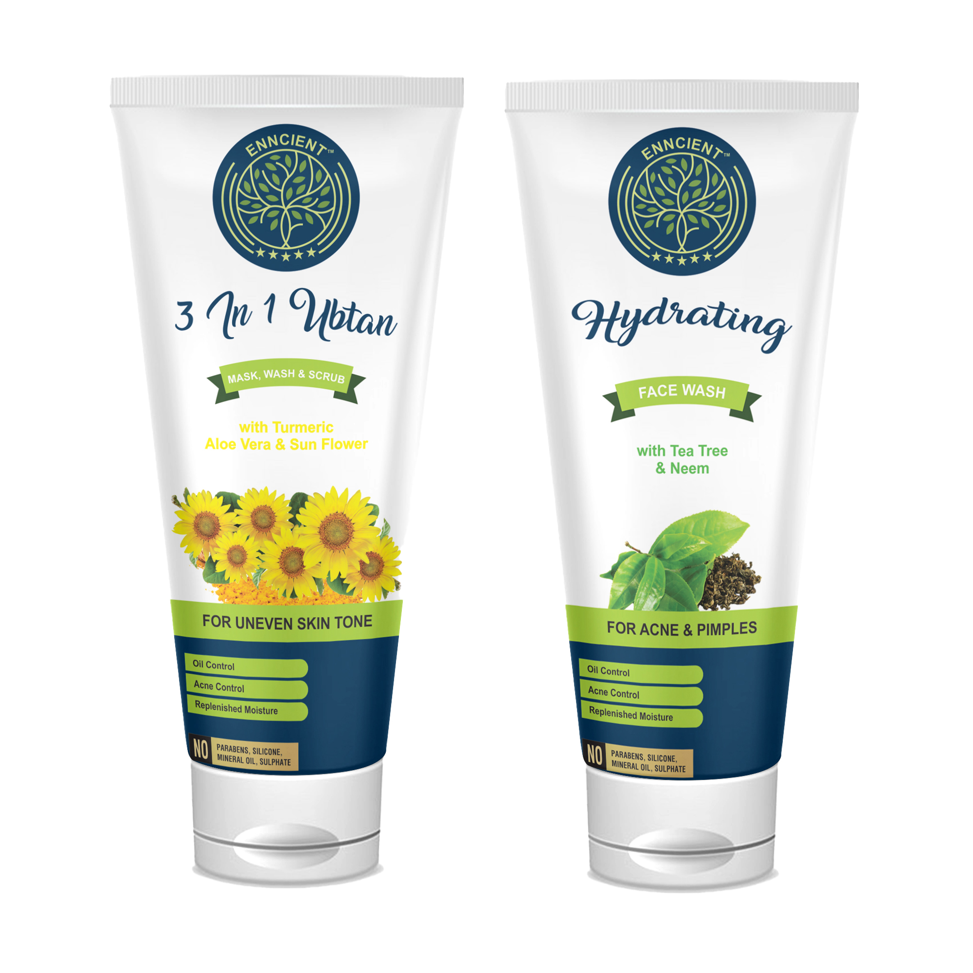 ENNCIENT Combo 3 in 1 Ubtan Natural Face Wash, Scrub & Mask 100 Grams