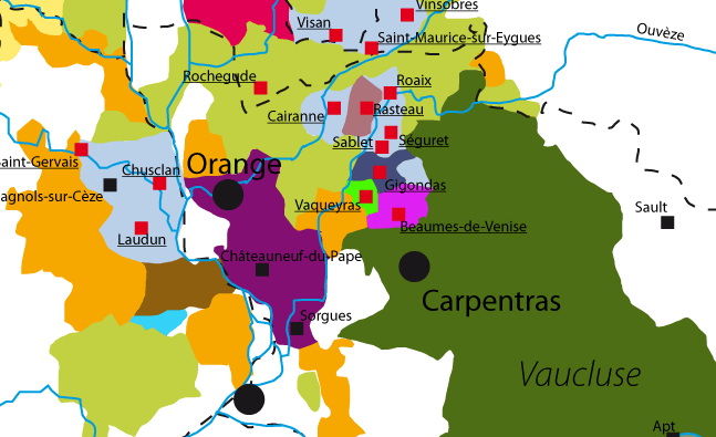 Wine Maps France Rhone Vacqueyras
