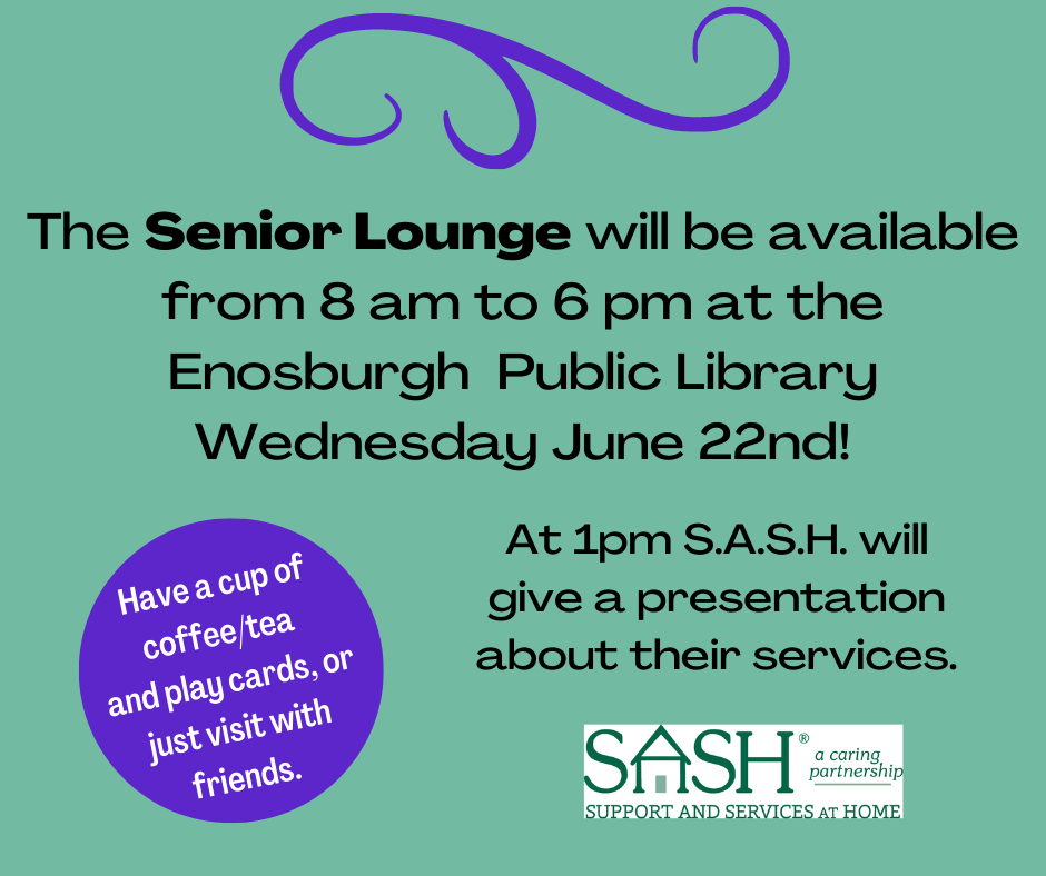 We’re adding new items to our Senior Lounge every week! Enosburgh Public Library