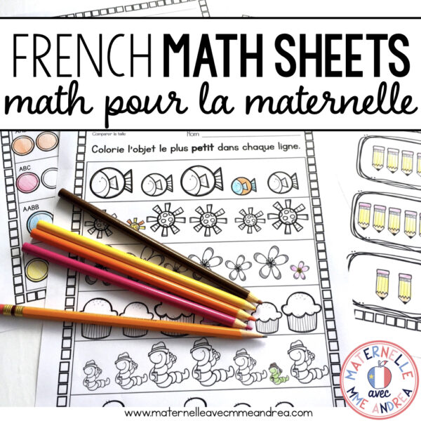 French Kindergarten MATH Worksheets