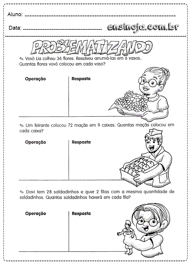 Problemas de matemática para imprimir Ensinoja