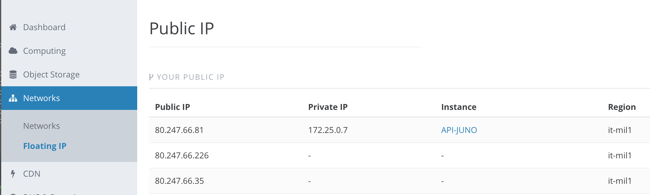 How to manage your Floating IPs Enter Cloud Suite Guides