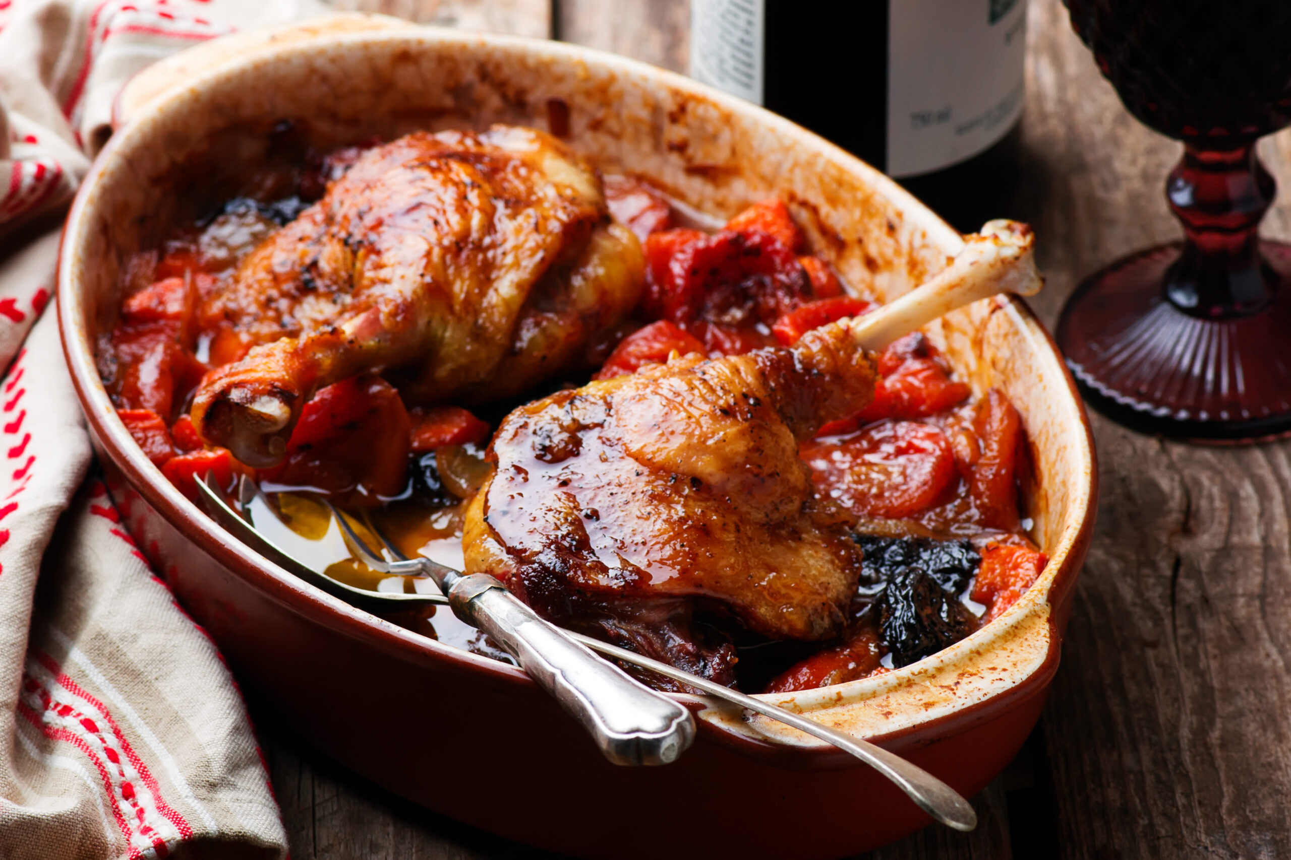 Duck Legs Braised in Red Wine and Dried Fruit Entertablement
