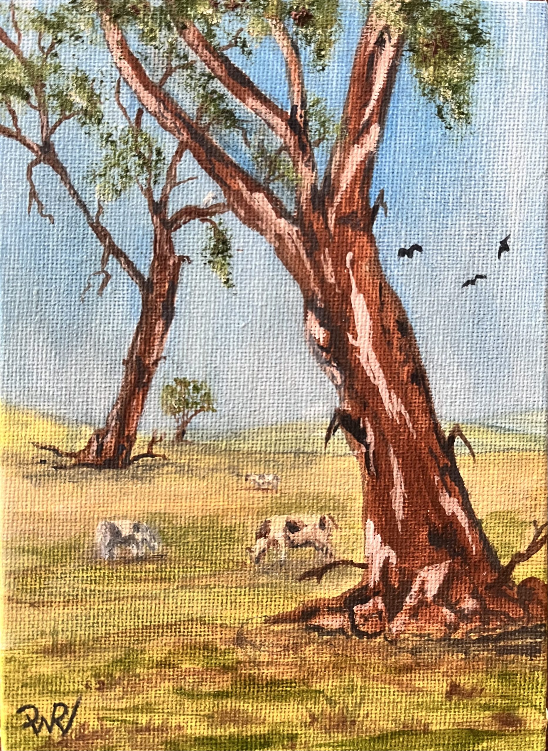 Fleurieu Cows Miniature Enthralling Art by Desley