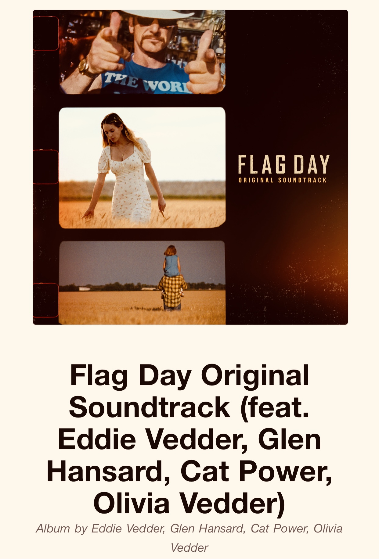 Flag Day Bande originale du Film avec Eddie Vedder, Glen Hansard, Cat