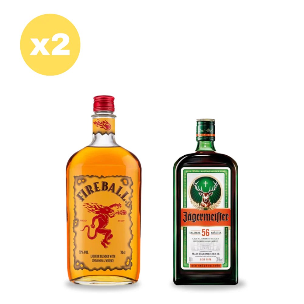 Pack Whisky Fireball Cinnamon 750ml + Jägermeister 700ml Entrelatas