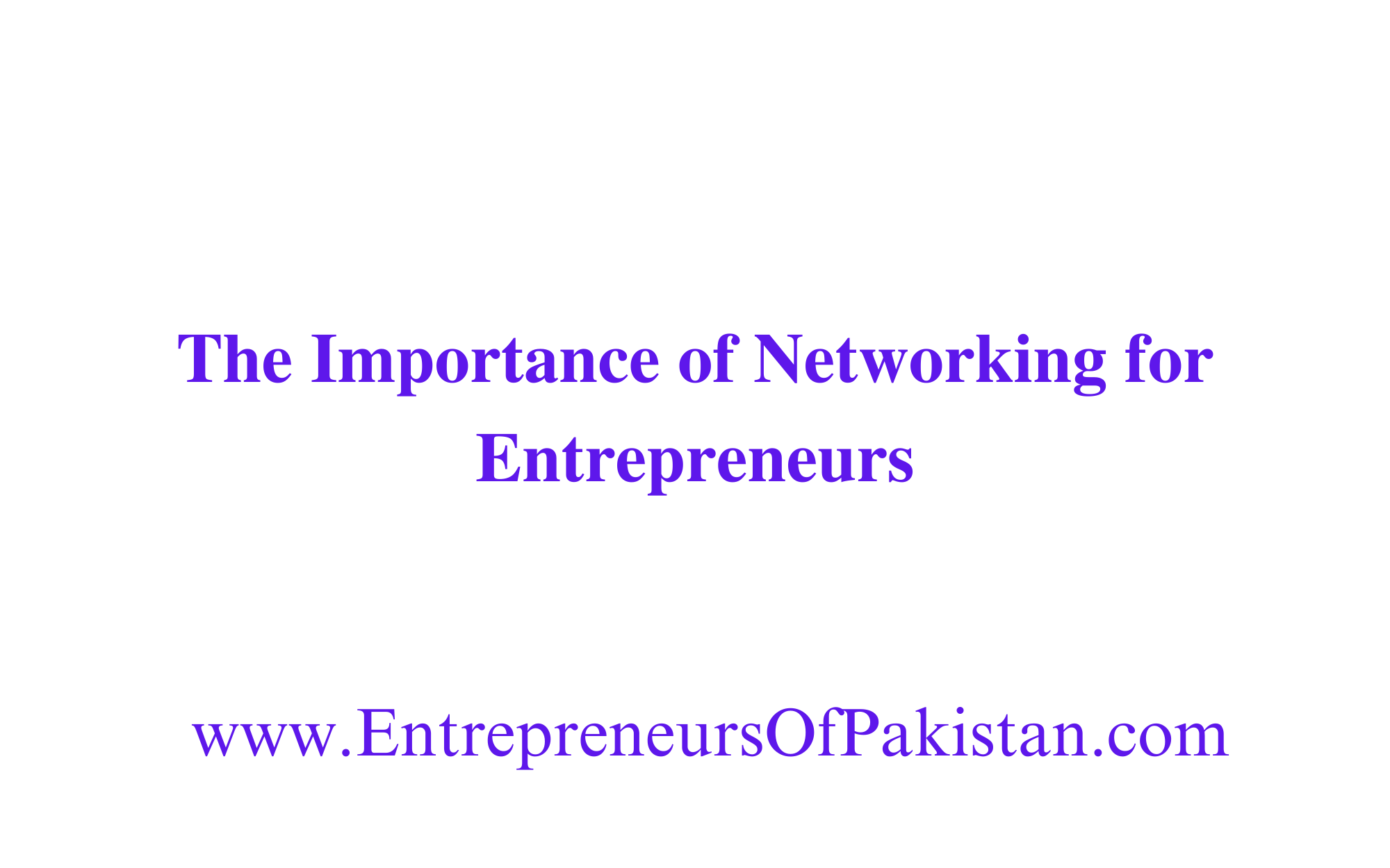The Importance of Networking for Entrepreneurs Entrepreneurs Of Pakistan