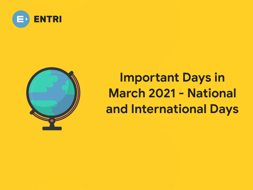 Important Days in March 2021 National and International Day Entri Blog