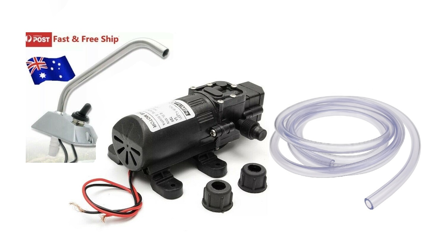 12V Self Priming Garden Caravan Electric Water Pump Faucet Tap Kit+ 5m pipe Enviro Aqua Water