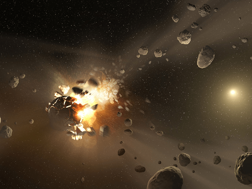 Dust from Colliding Asteroids Masqueraded as a Eos