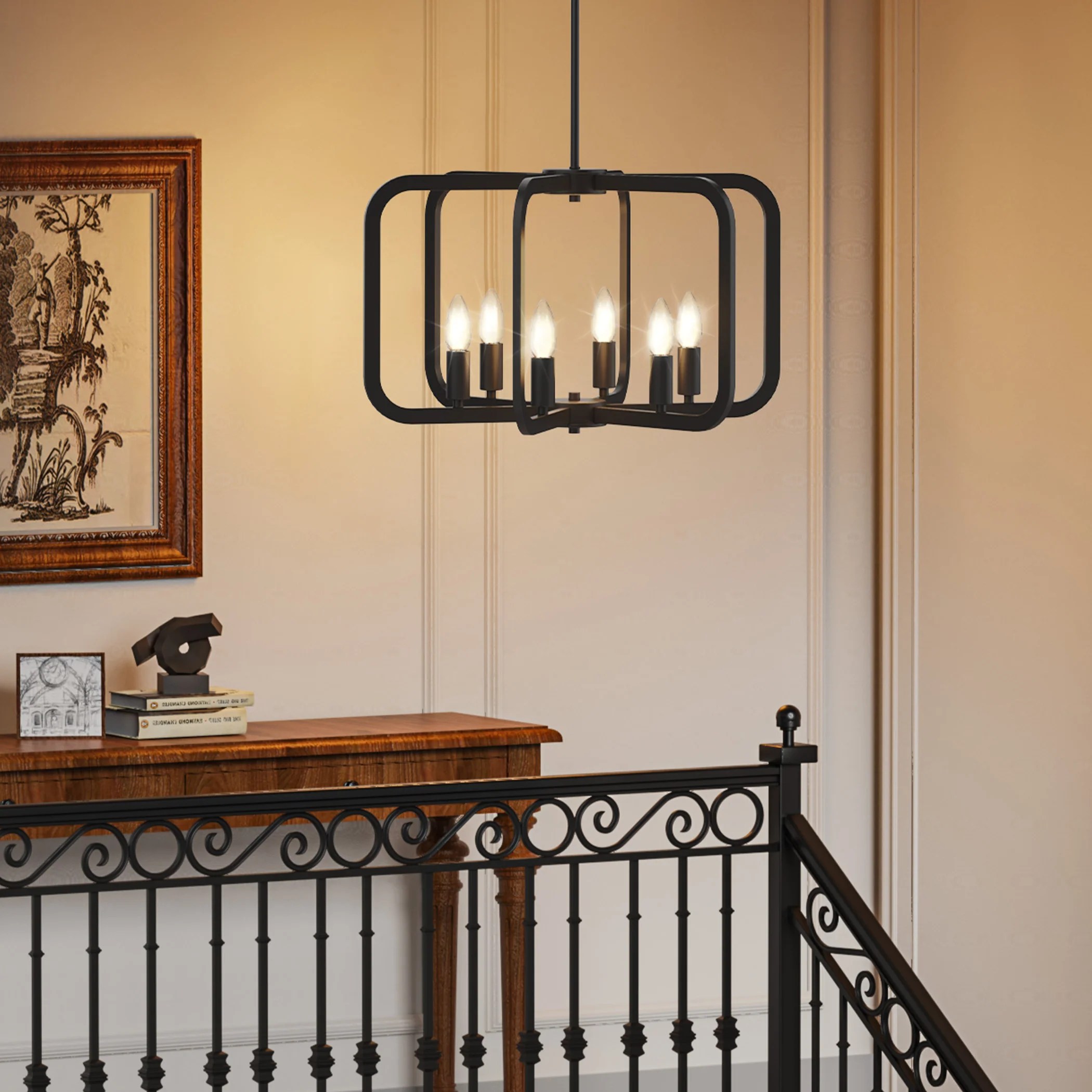 Farmhouse Candle Chandelier Light Fixture for Dining Room, Kitchen