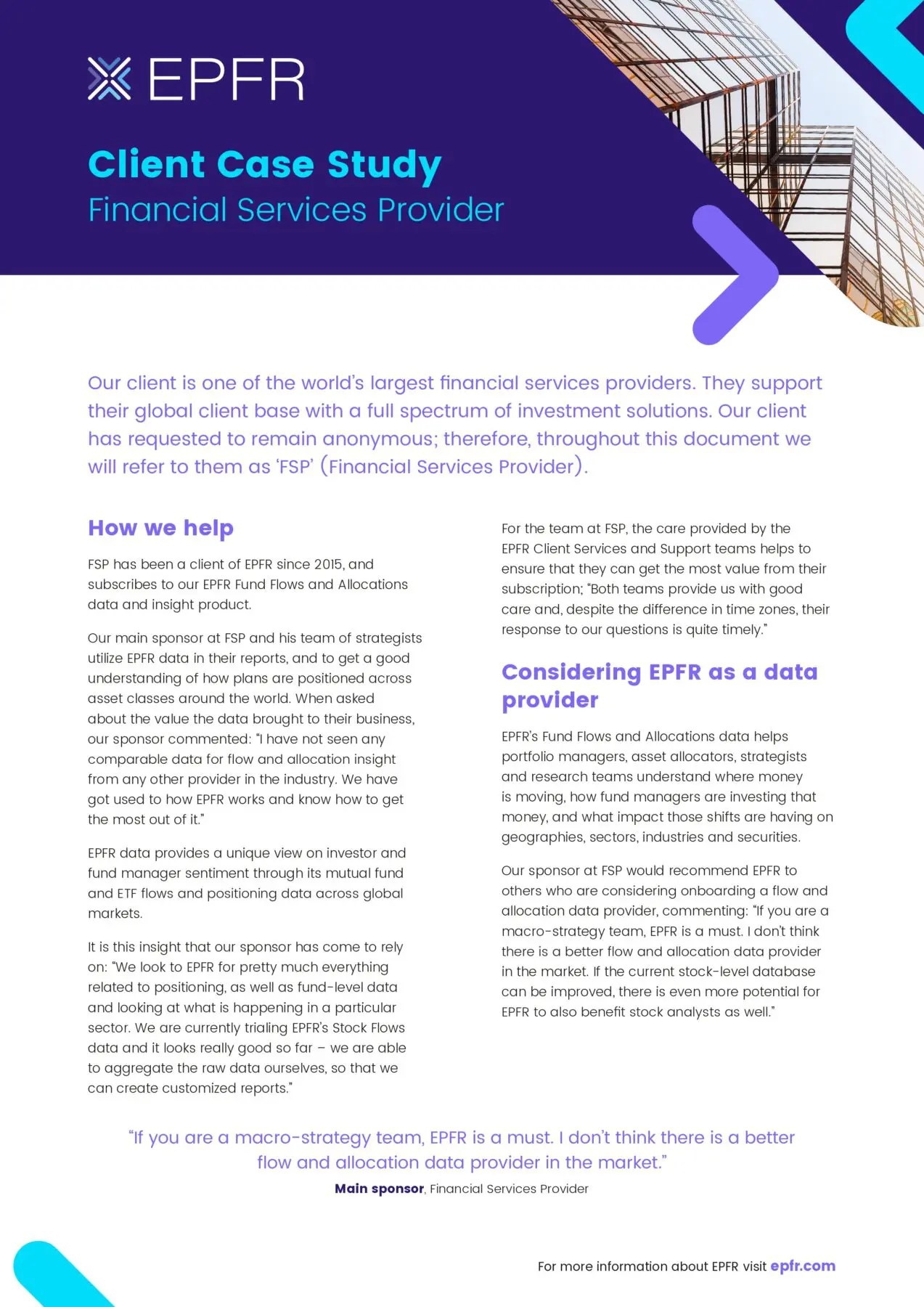 FSP Financial Services Provider flow allocation data