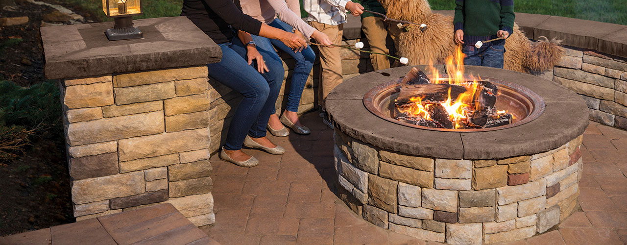 Cast Stone Wall Round Fire Pit Kit EP Henry
