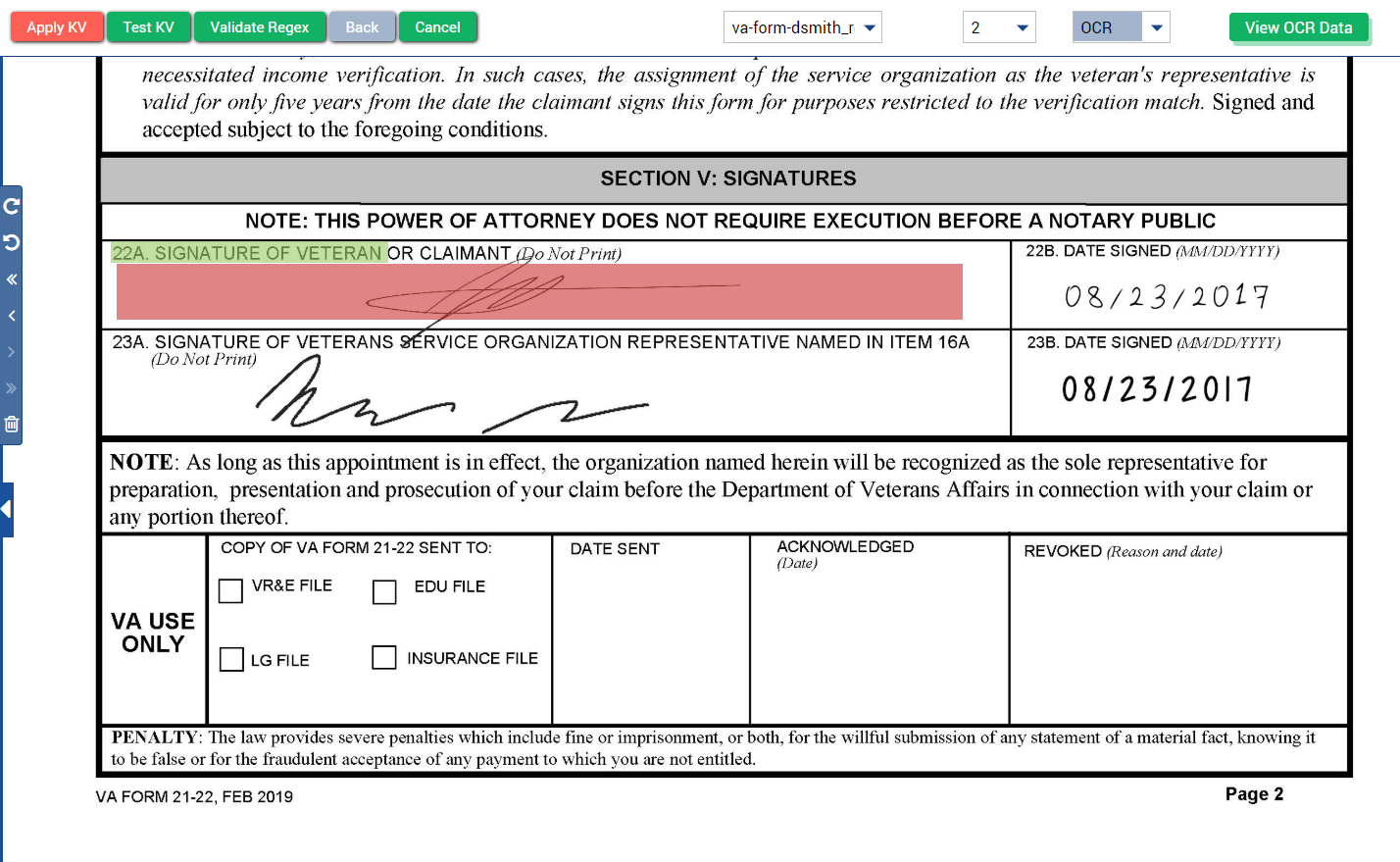 Verification Match Va