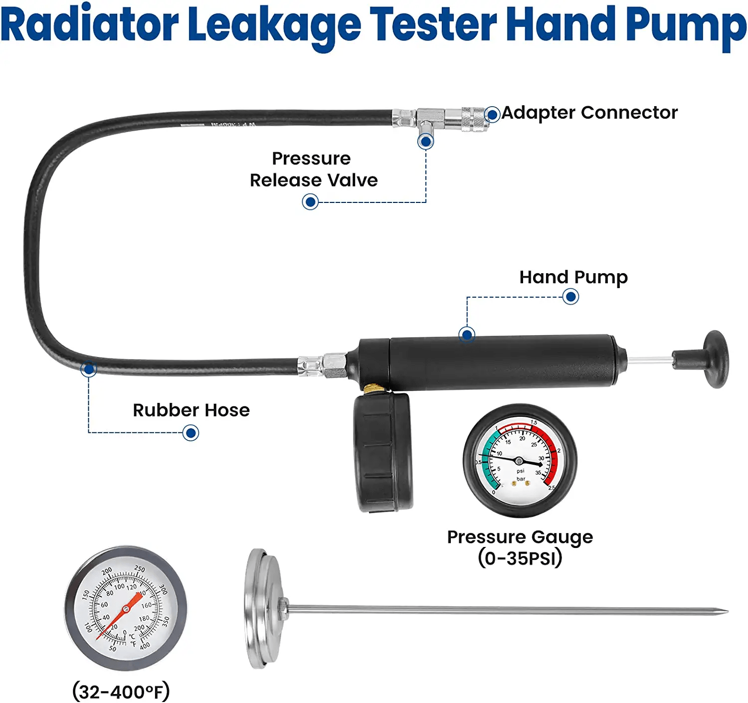 Pressure Tester & Vacuum Type Cooling System Kit 28pcs