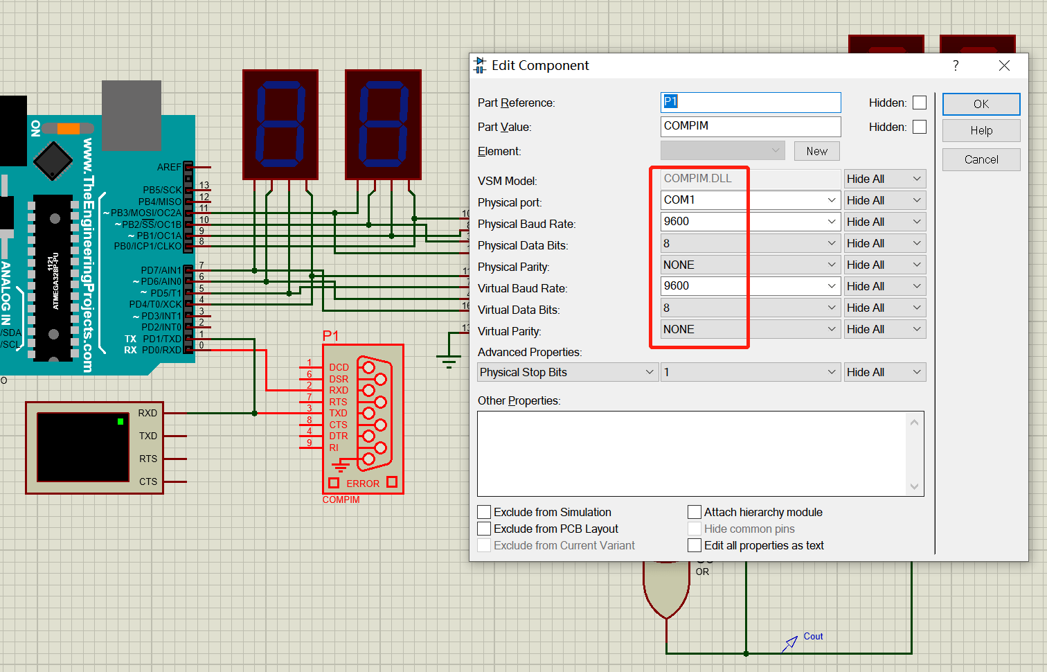 How to connect COMPIM (Proteus) with Serial Monitor (Arduino IDE) F l