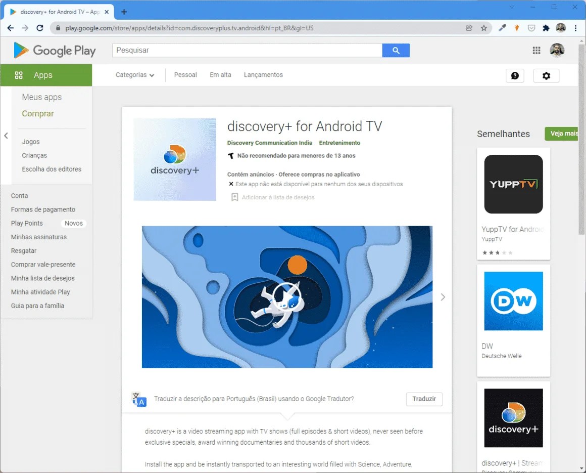 Discovery Plus esquece usuários de com Android TV e PCs com Windows no