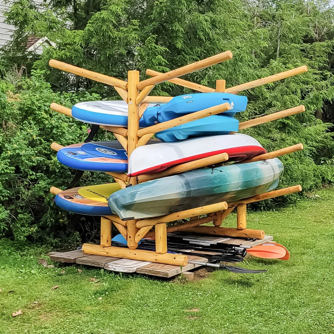 8 Boat Kayak & Canoe Outdoor Log Storage Rack Freestanding