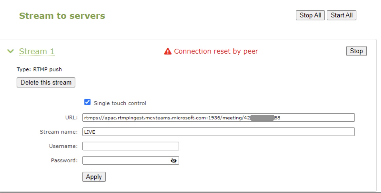 Problem about Microsoft Teams encoder Streaming & CDNs Epiphan Video
