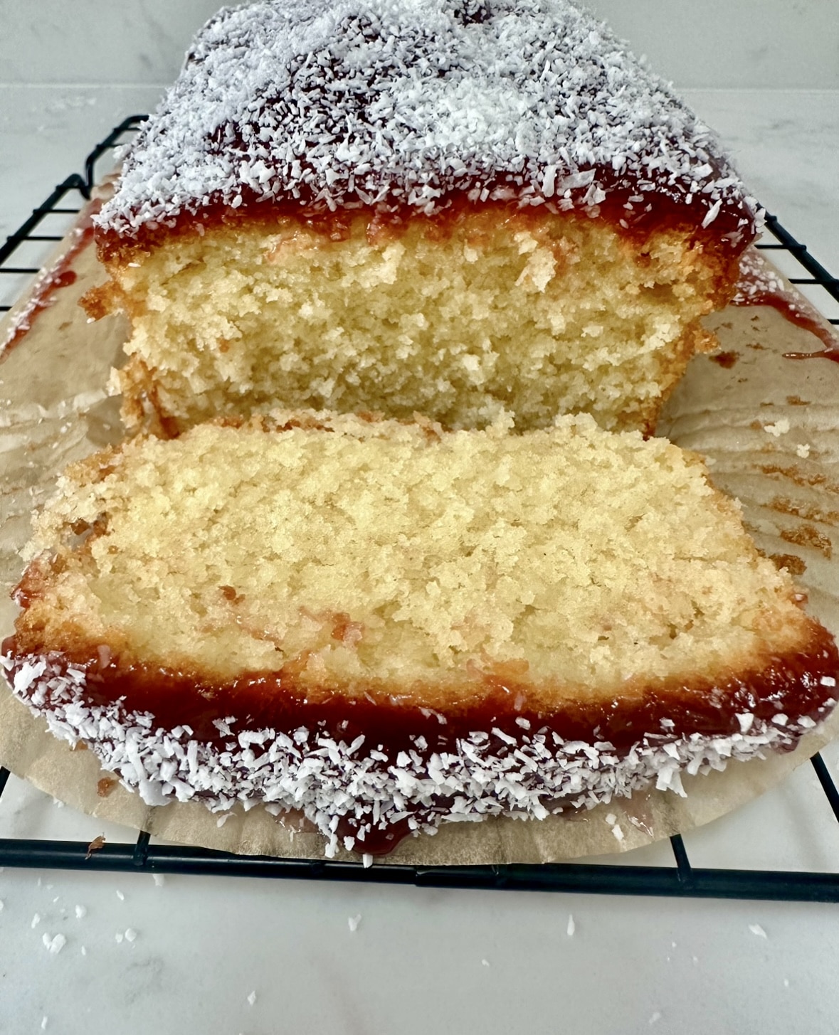 Jam & Coconut Loaf Cake Easy Peasy Lemon Squeezy