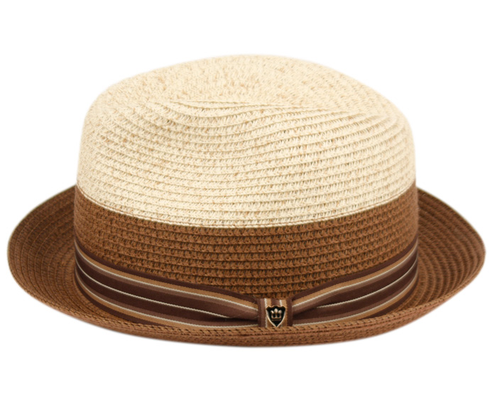 RICHMAN BROTHERS TWO TONE POLYBRAID FEDORA HATS WITH GROSGRAIN BAND