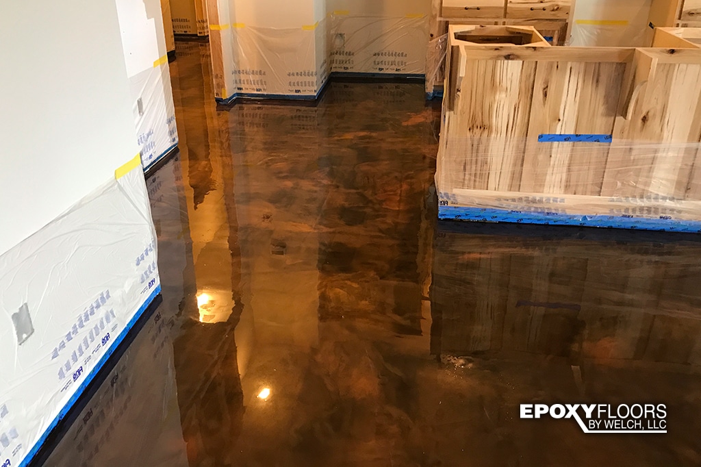 Metallic Coffee & Brass Epoxy Flooring Kansas City