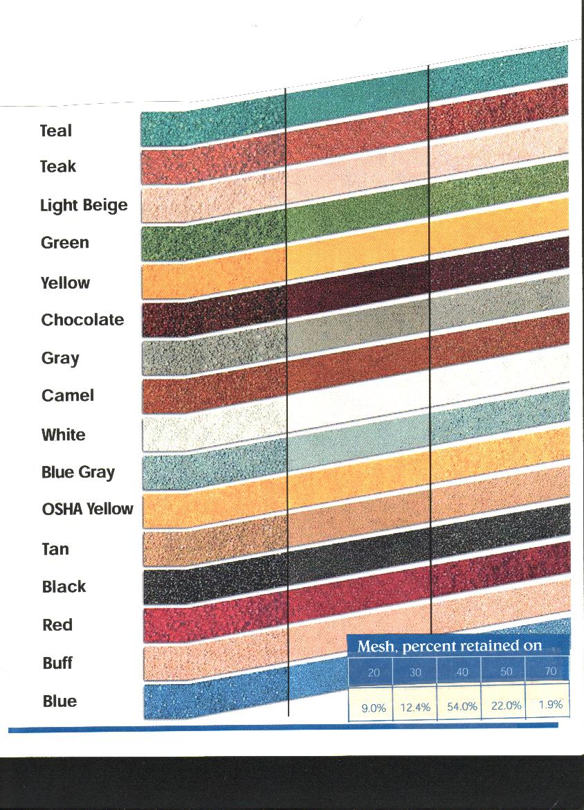 Colored Quartz sands color chart for epoxy floors