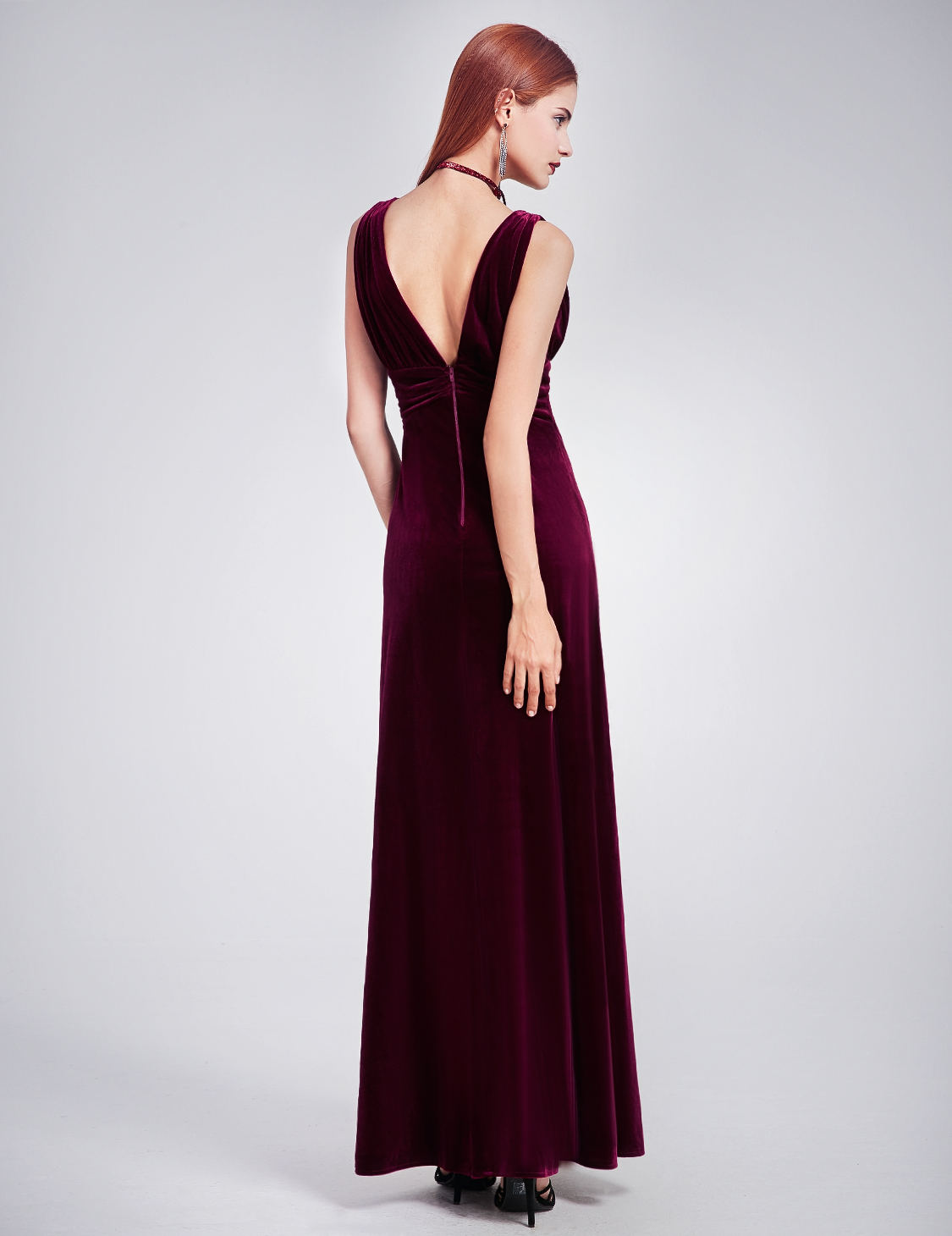 Everpretty UK Long VNeck Velvet Evening Dresses Sleeveless Coaktail