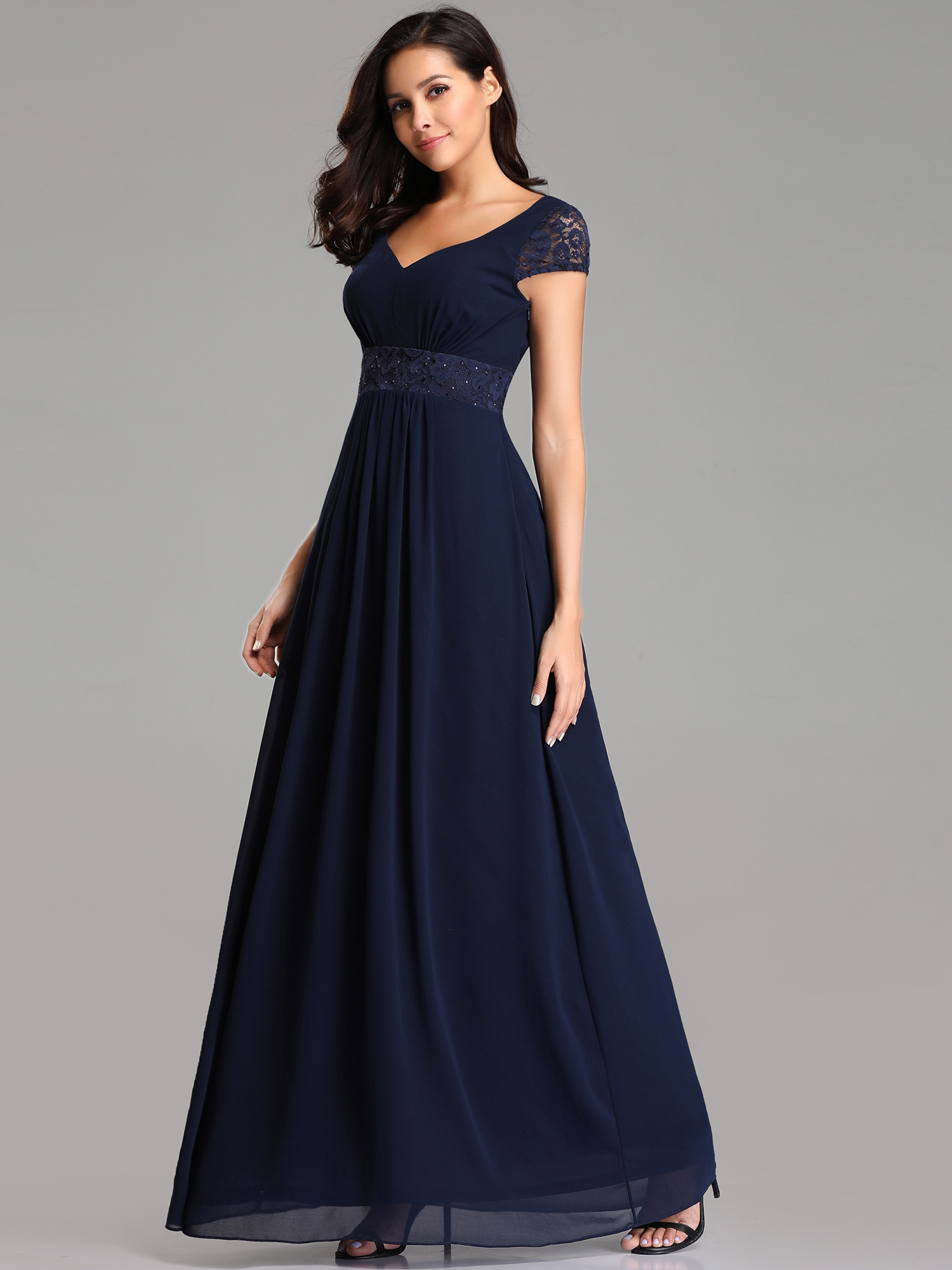 Everpretty Long Vneck Navy Blue Evening Gowns Mother Of Bride Formal