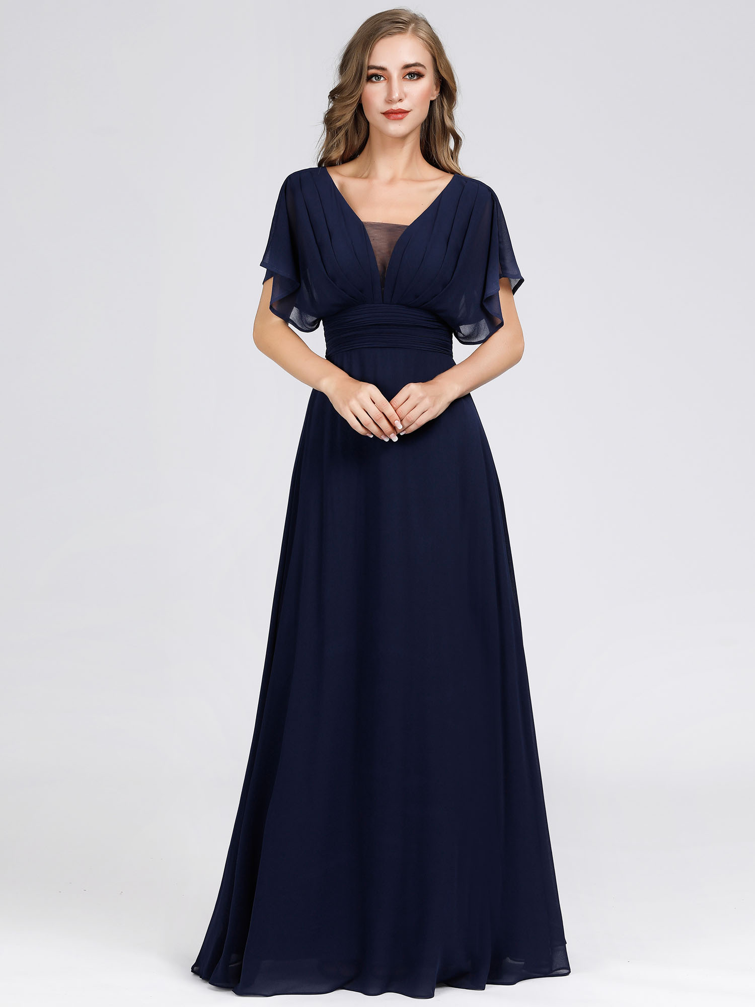 EverPretty Vneck Evening Dress Long ALine Chiffon Bridesmaid Gown