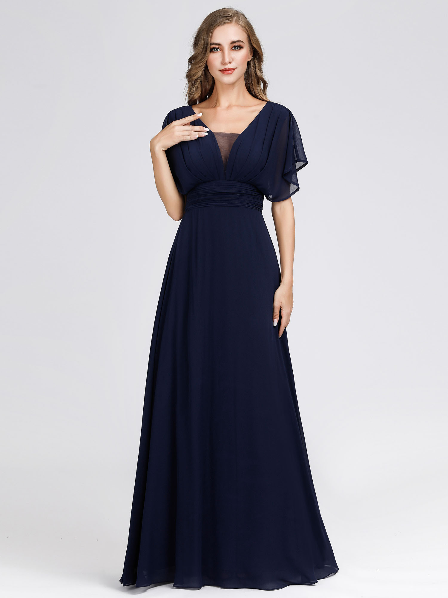 EverPretty Vneck Evening Dress Long ALine Chiffon Bridesmaid Gown
