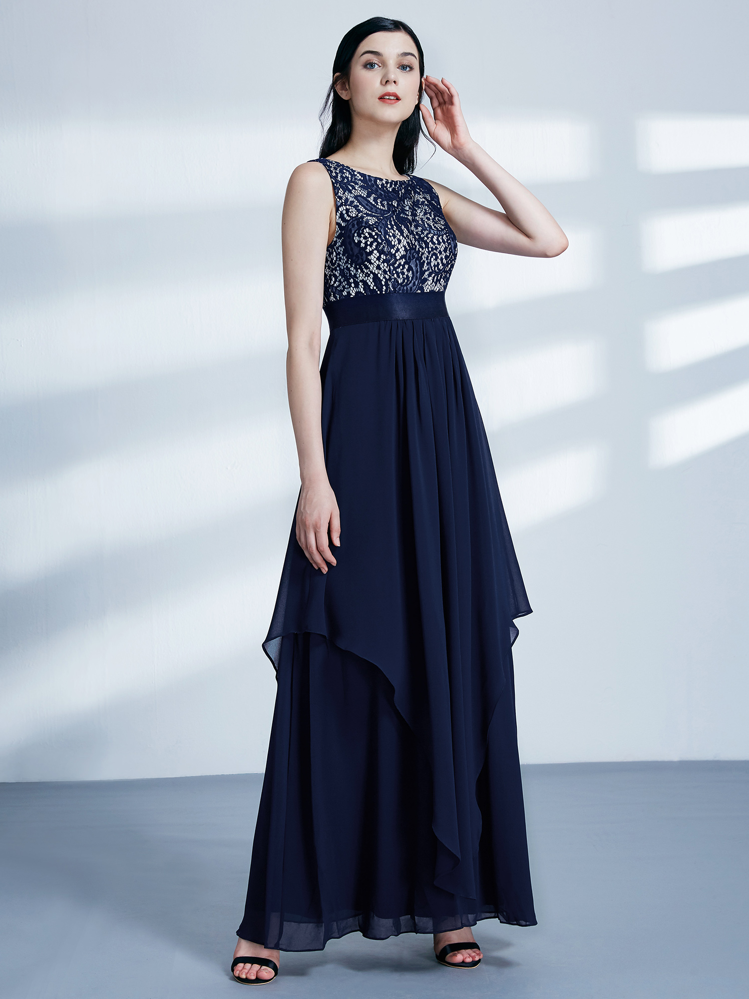 Ever Pretty Sexy Round Neck Chiffon Women Long Formal Evening Party