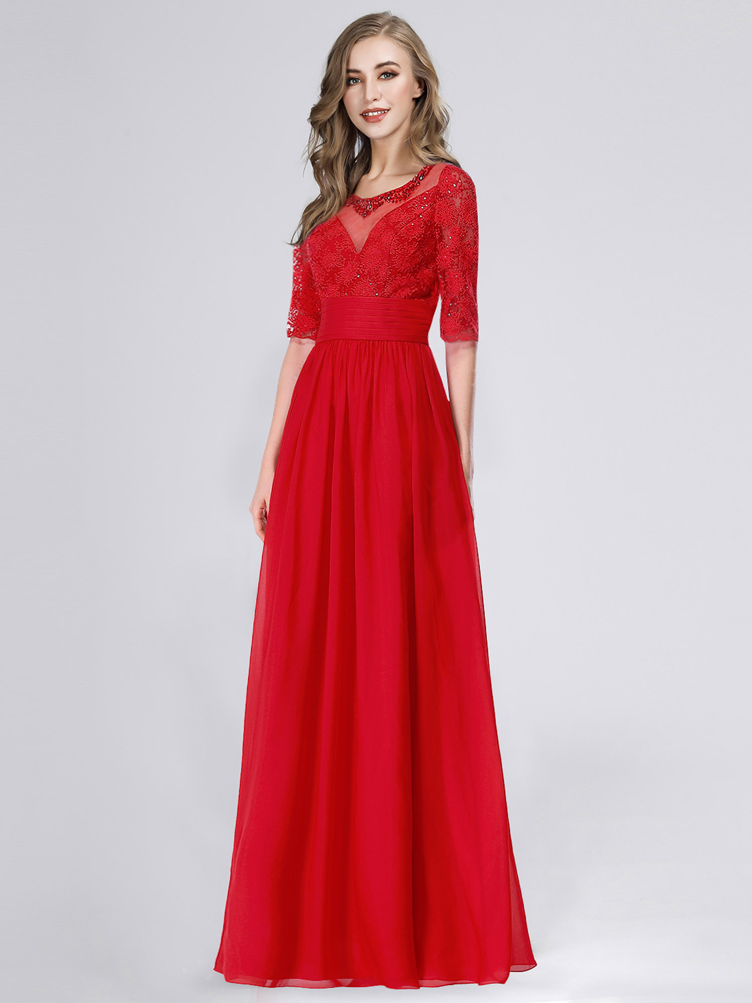 EverPretty Long Mesh Half Sleeve Prom Bridesmaid Evening Party Maxi