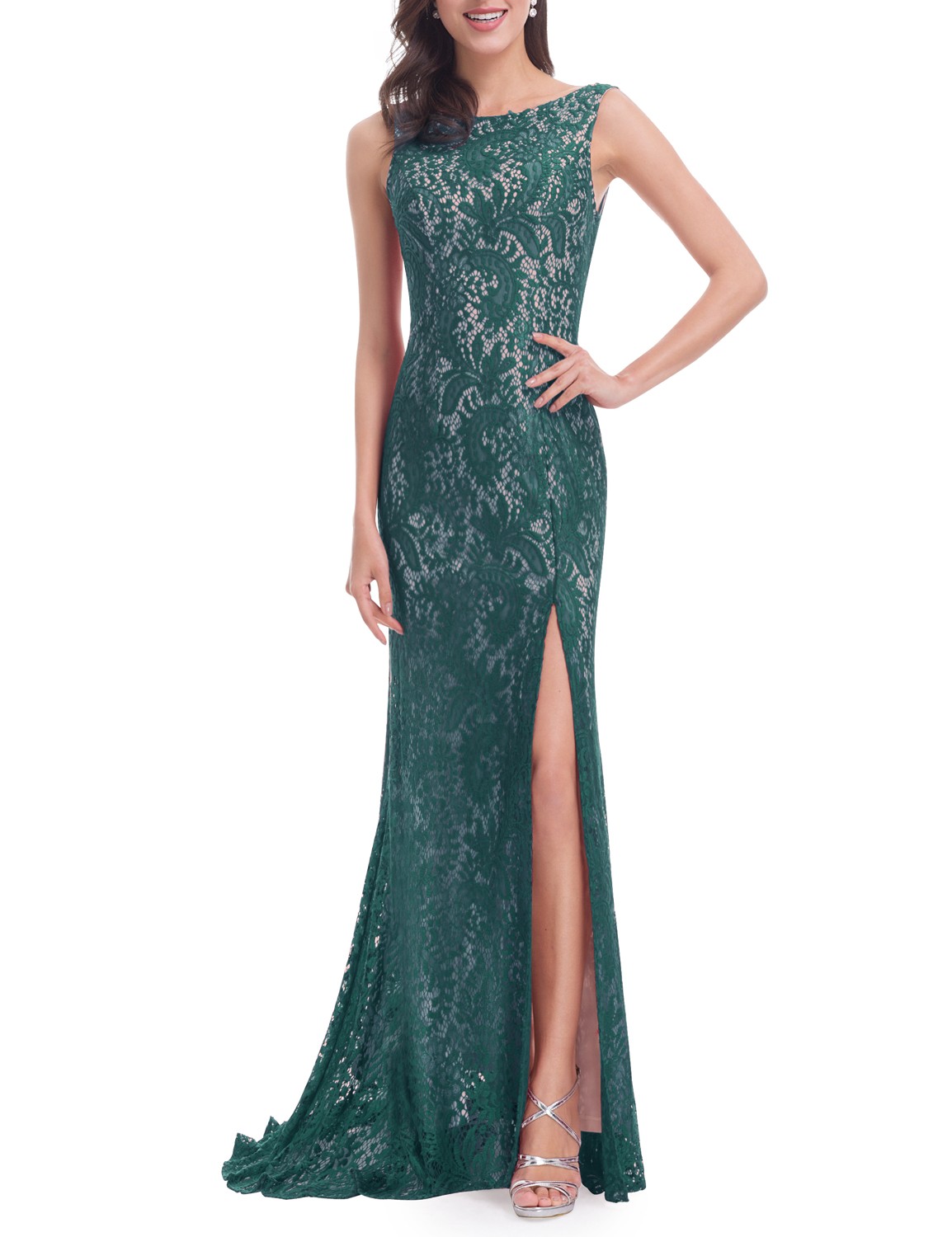Maxi Lace Formal Evening Party Dress Long Split Banquet Dress 08859