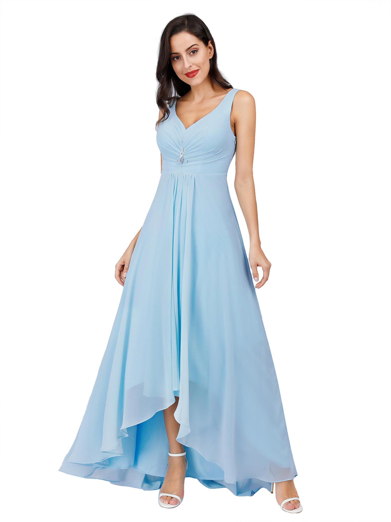 EverPretty Long Prom Party Dress High Low VNeck Bridesmaid Dresses 09983