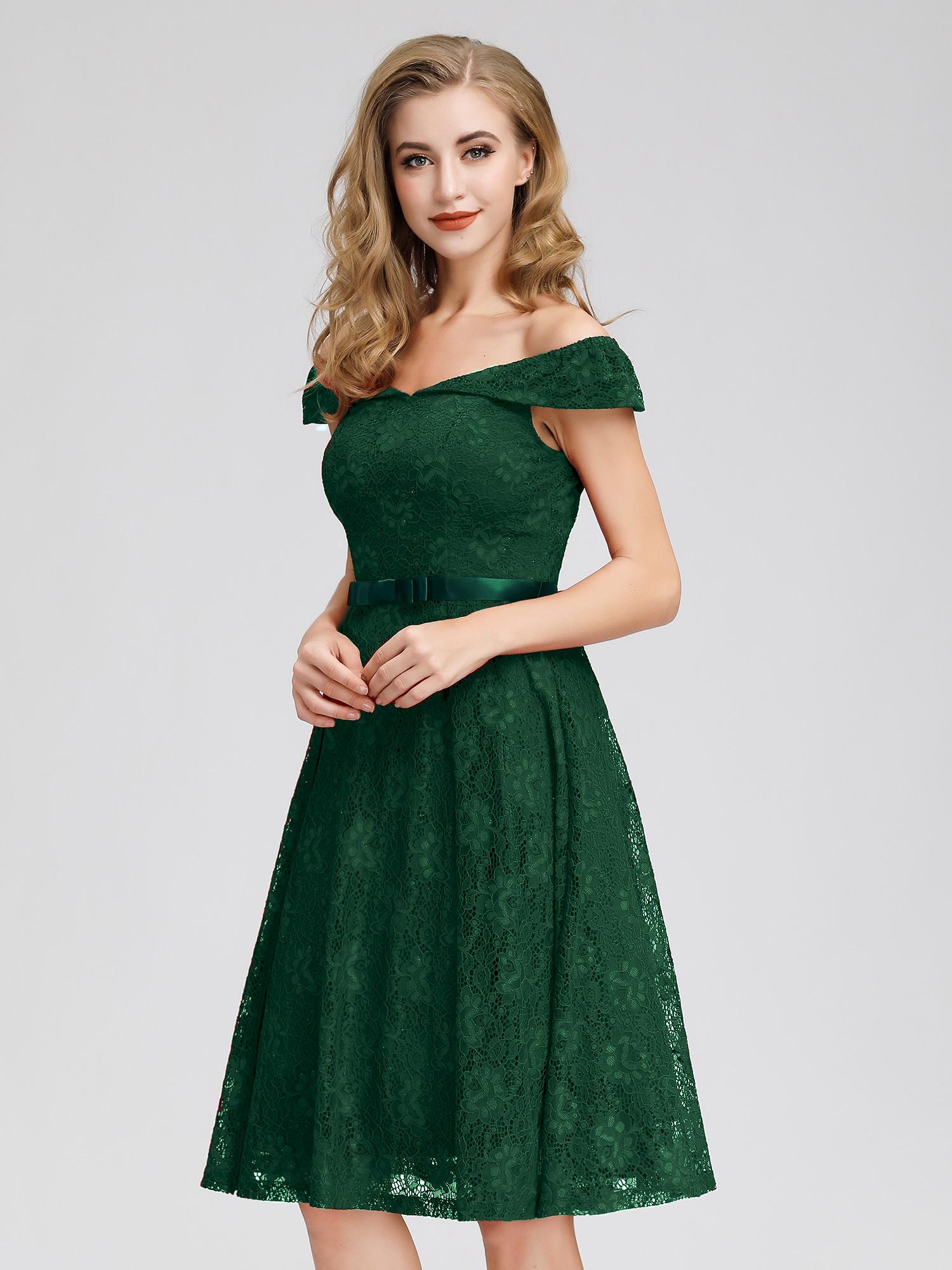 Everpretty Short Green Lace Cocktail Party Dress Cap Sleeve Green