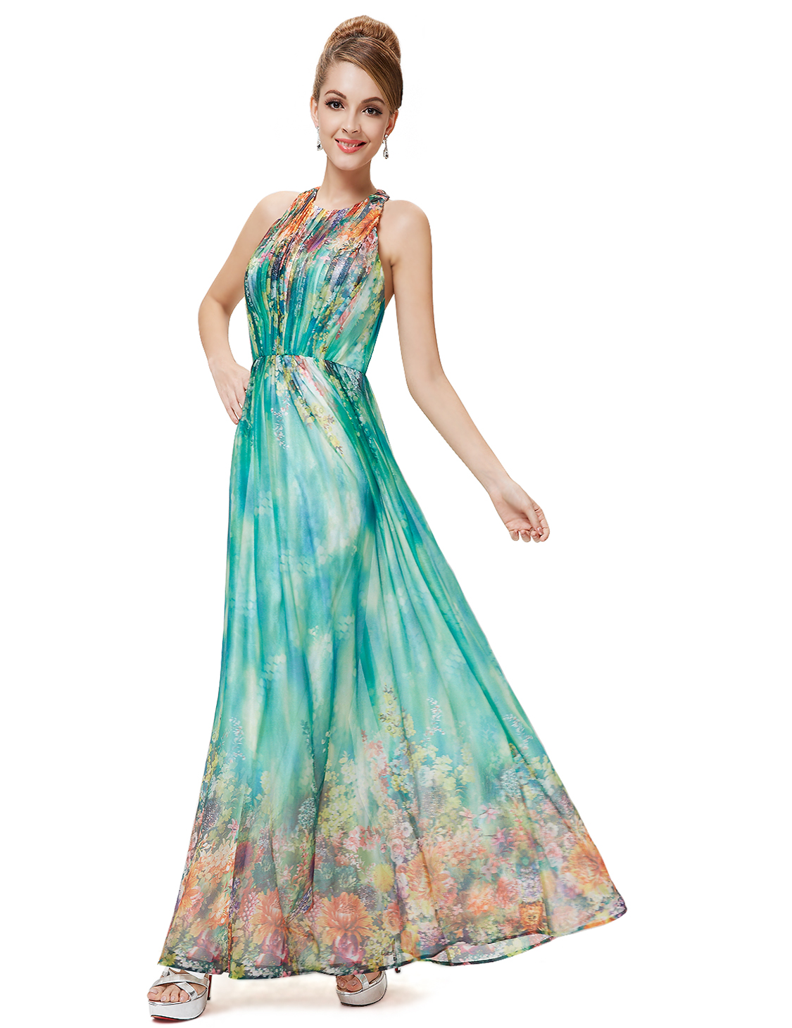 UK Long Women Summer Beach Dress Floral Evening Prom 08258 Everpretty