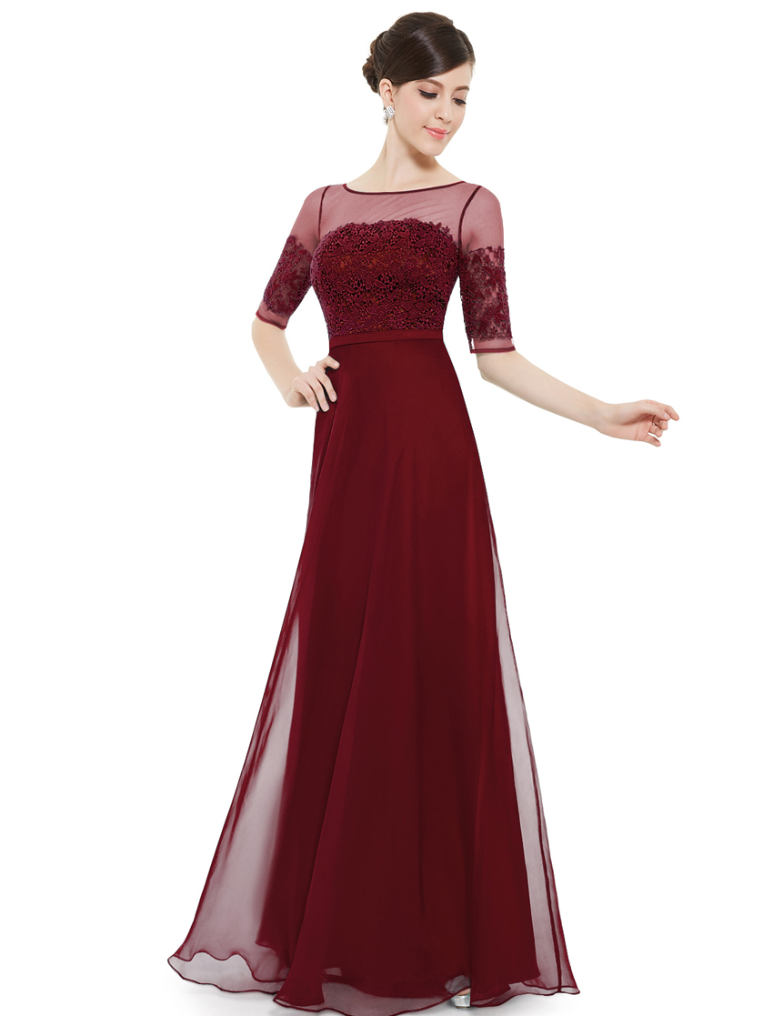 EverPretty Long Chiffon Half Sleeve Evening Dress Bridesmaid Formal