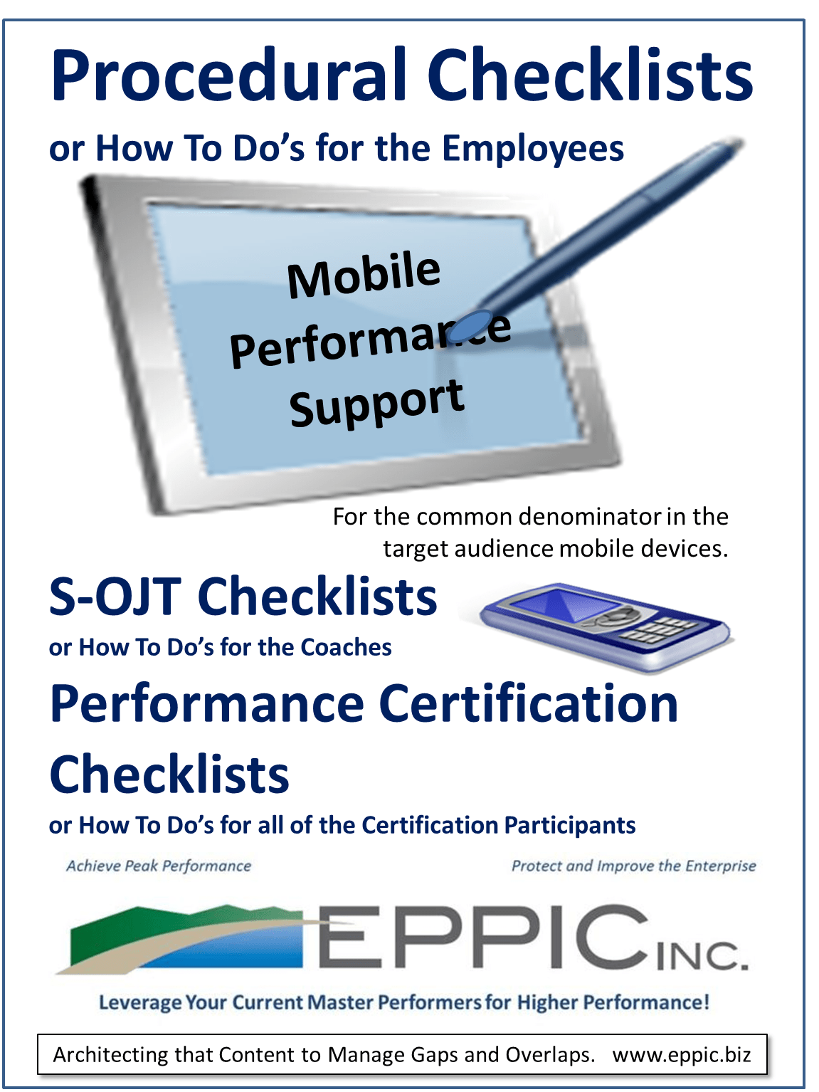 Checklists One Type of Job Aid EPPIC Pursuing Performance
